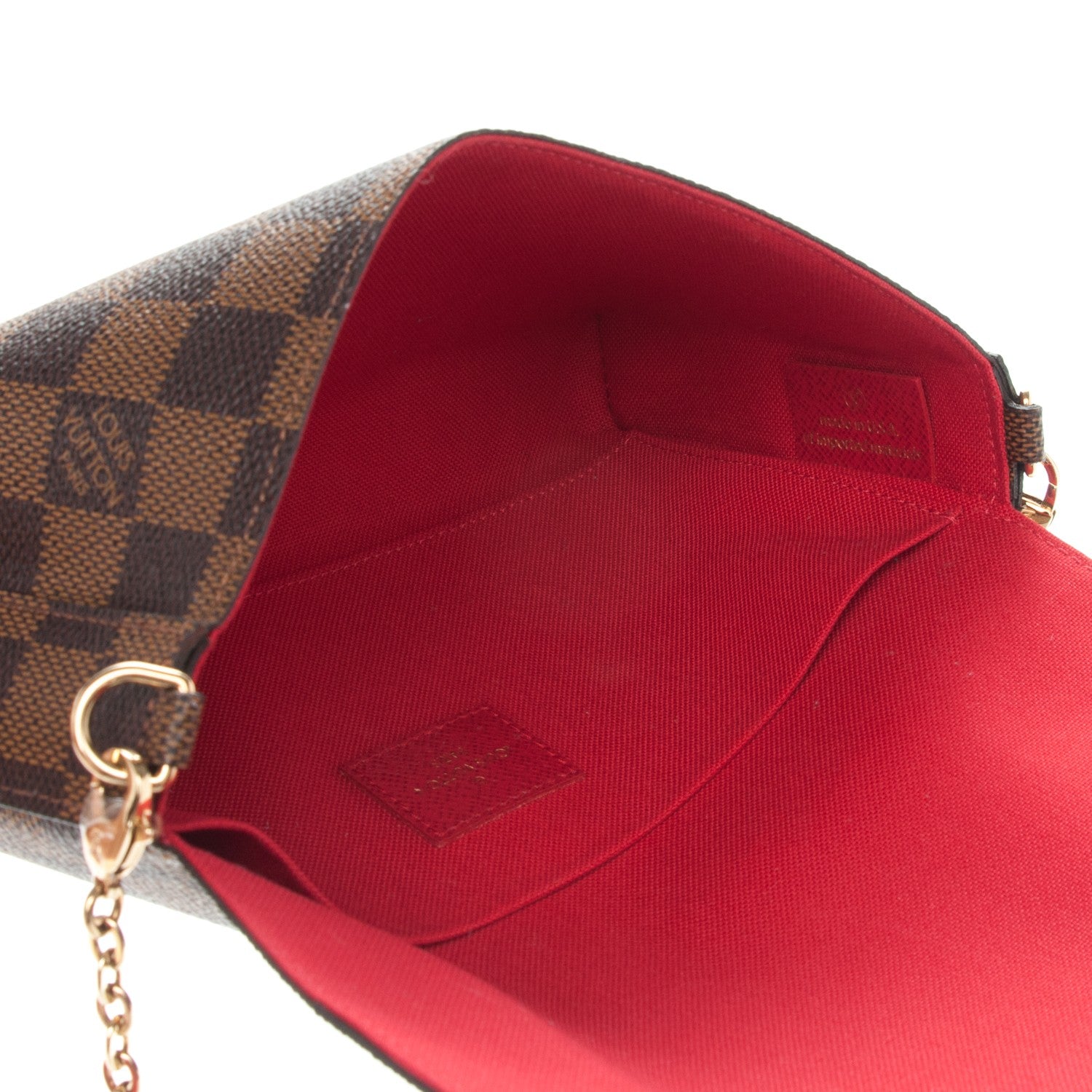 Louis Vuitton Damier Ebene Pochette Felicie Chain Wallet 4 of 8