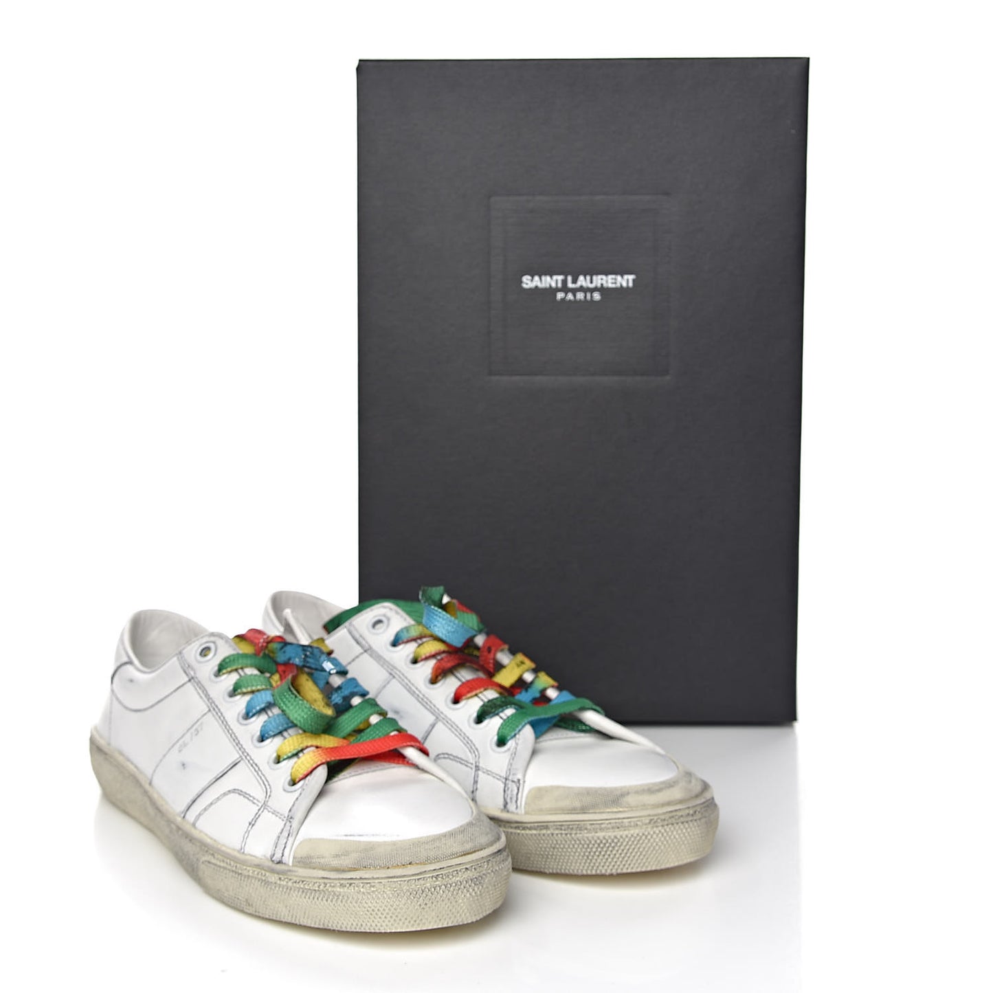 Calfskin Distressed Court Classic Surf Low Top Sneakers 39 White