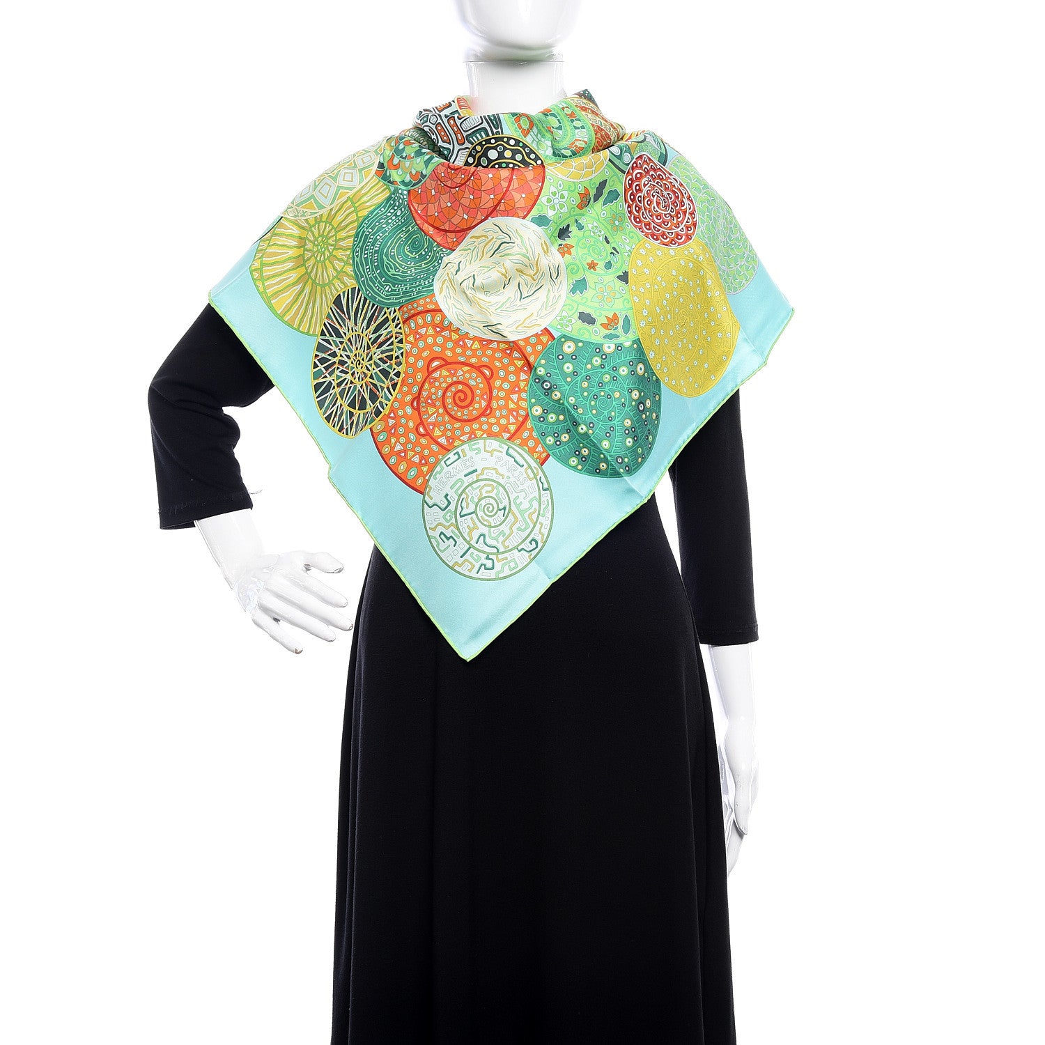 Hermes Silk Reves d'Escargots Scarf 90 Aqua Vert Juane 2 of 8