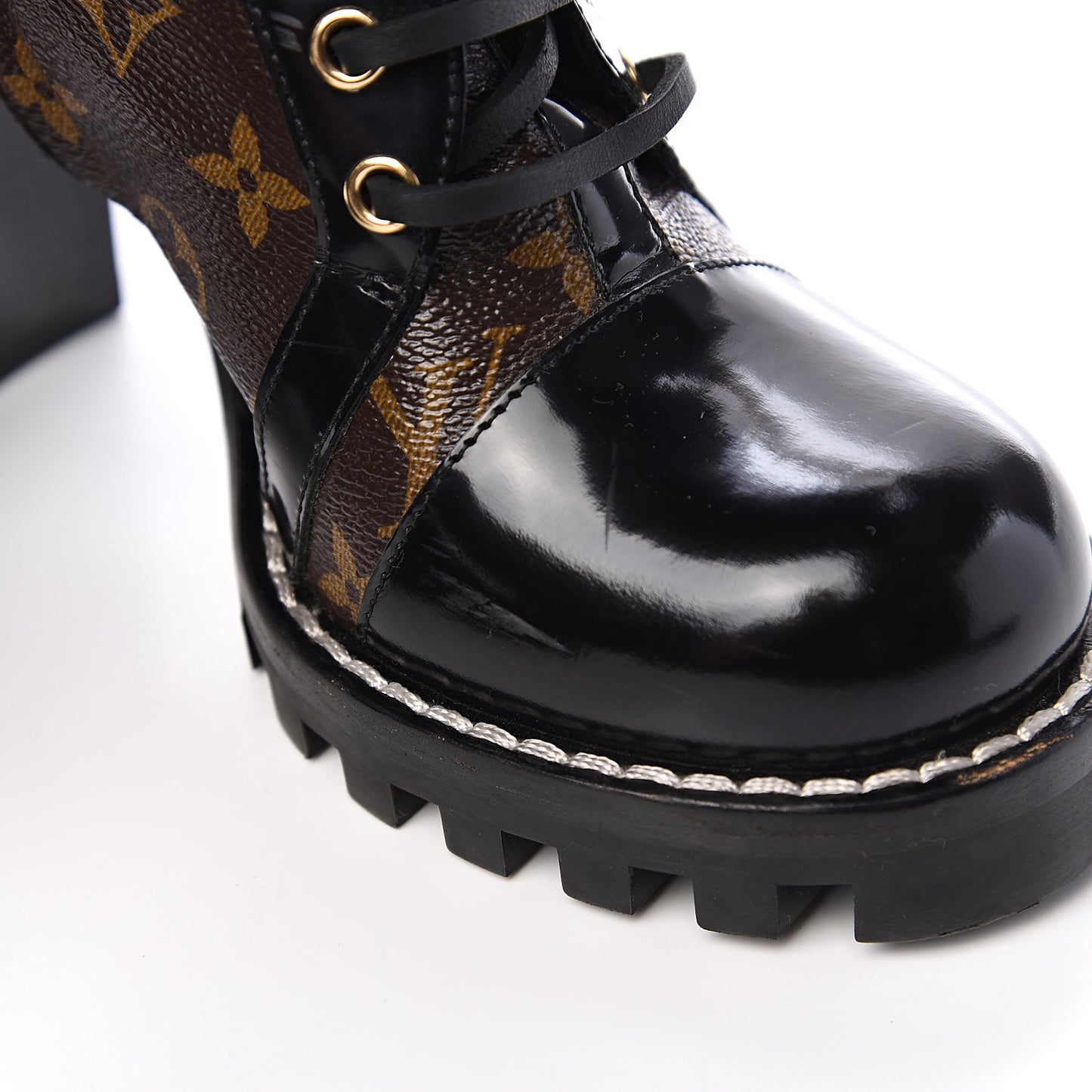 Patent Calfskin Monogram Star Trail Ankle Boots 39.5 Black
