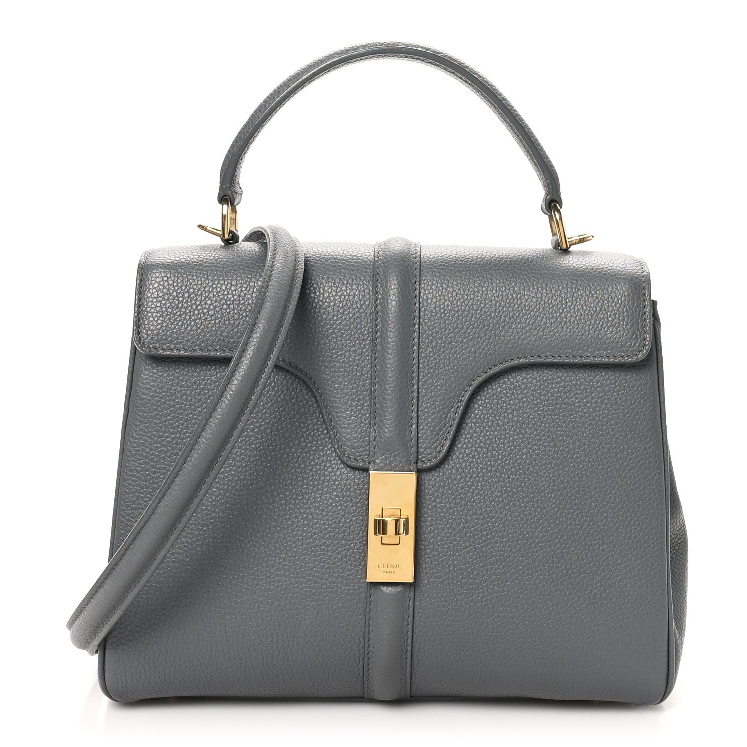 Celine Grained Calfskin Small 16 Top Handle Bag Medium Grey 1 of 9