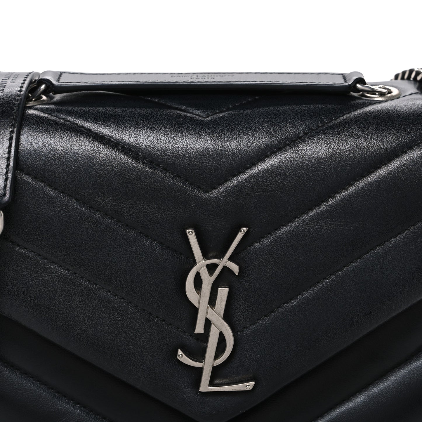Calfskin Y Quilted Monogram Small Loulou Chain Satchel Black