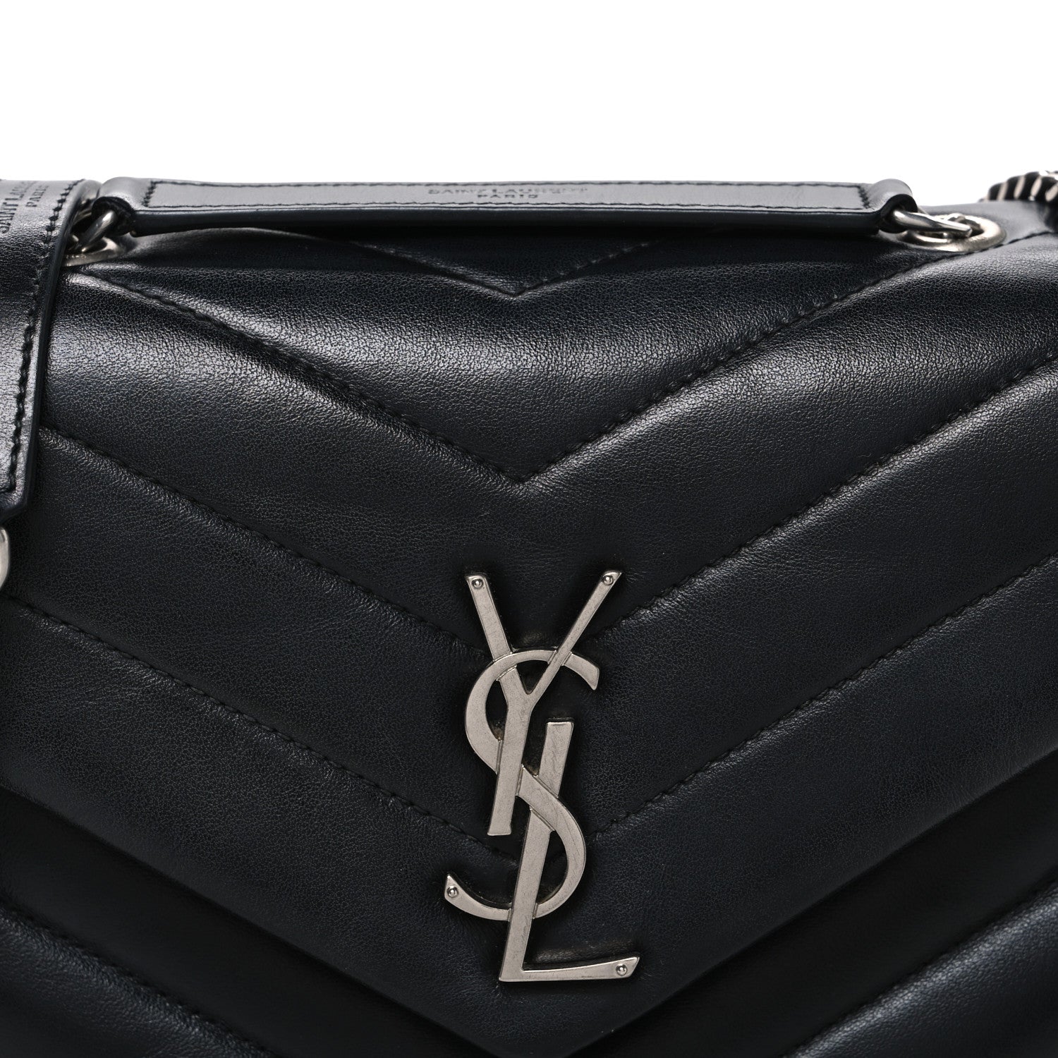 Saint Laurent Calfskin Y Quilted Monogram Small Loulou Chain Satchel Black 8 of 11