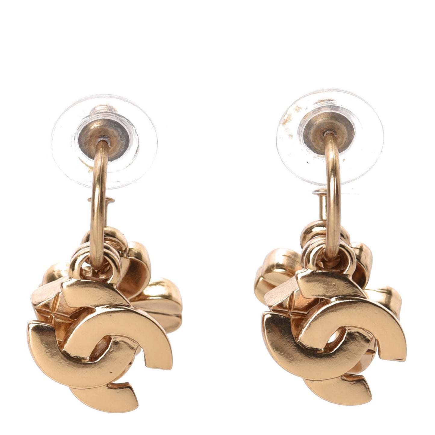CC Hoop Drop Charm Earrings Gold