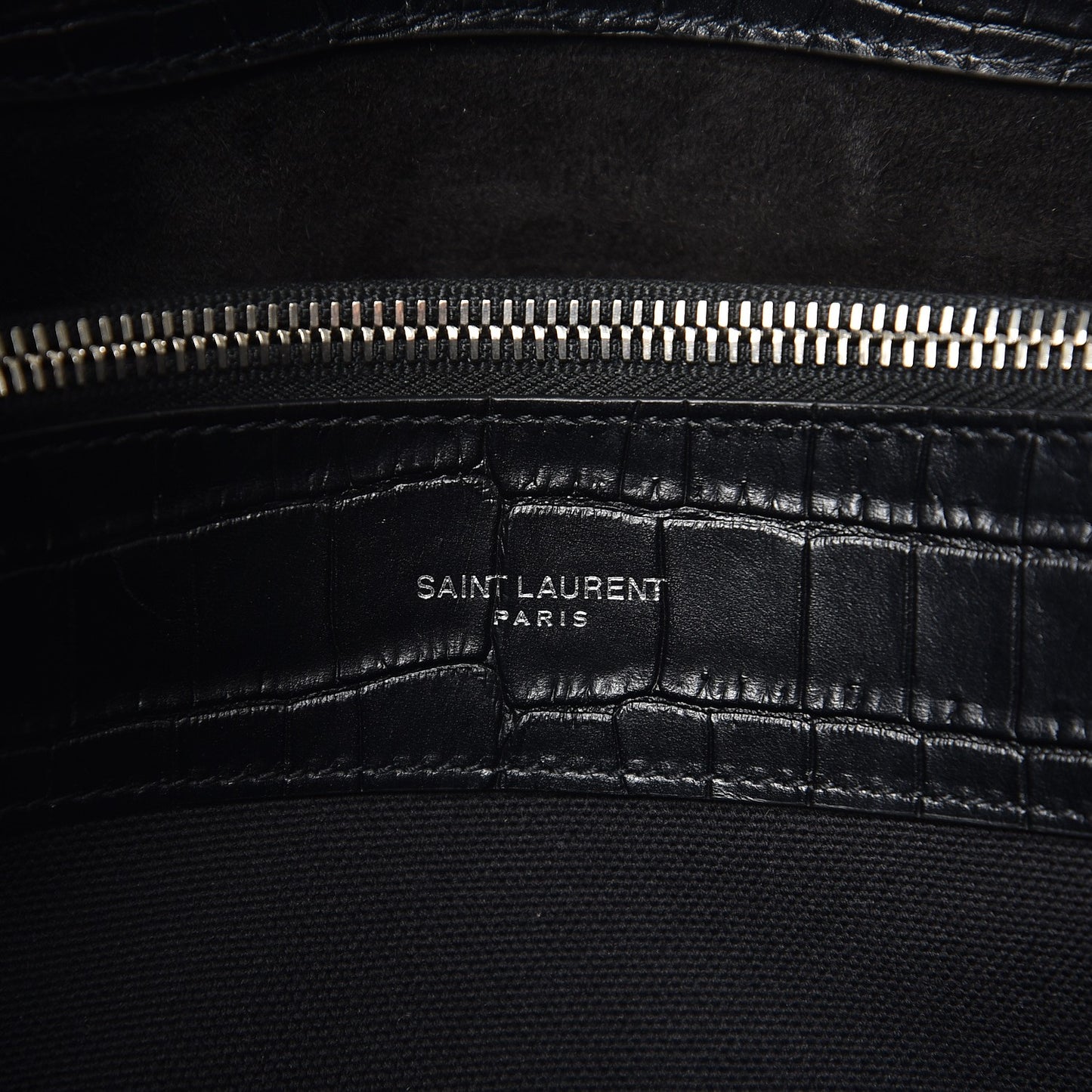 Calfskin Crocodile Embossed Small Supple Sac de Jour Black