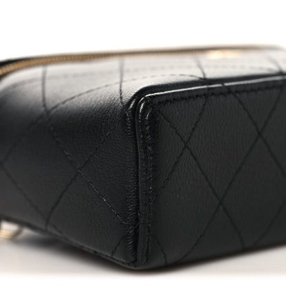 Chanel Goatskin Stitched Top Handle Slim Vanity With Chain Black 9 of 11