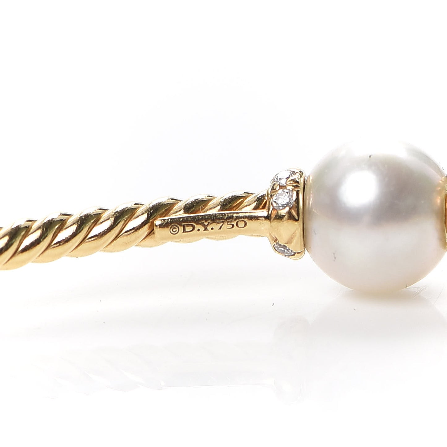 18K Yellow Gold Diamond Pearl 7mm Solari Station Bracelet