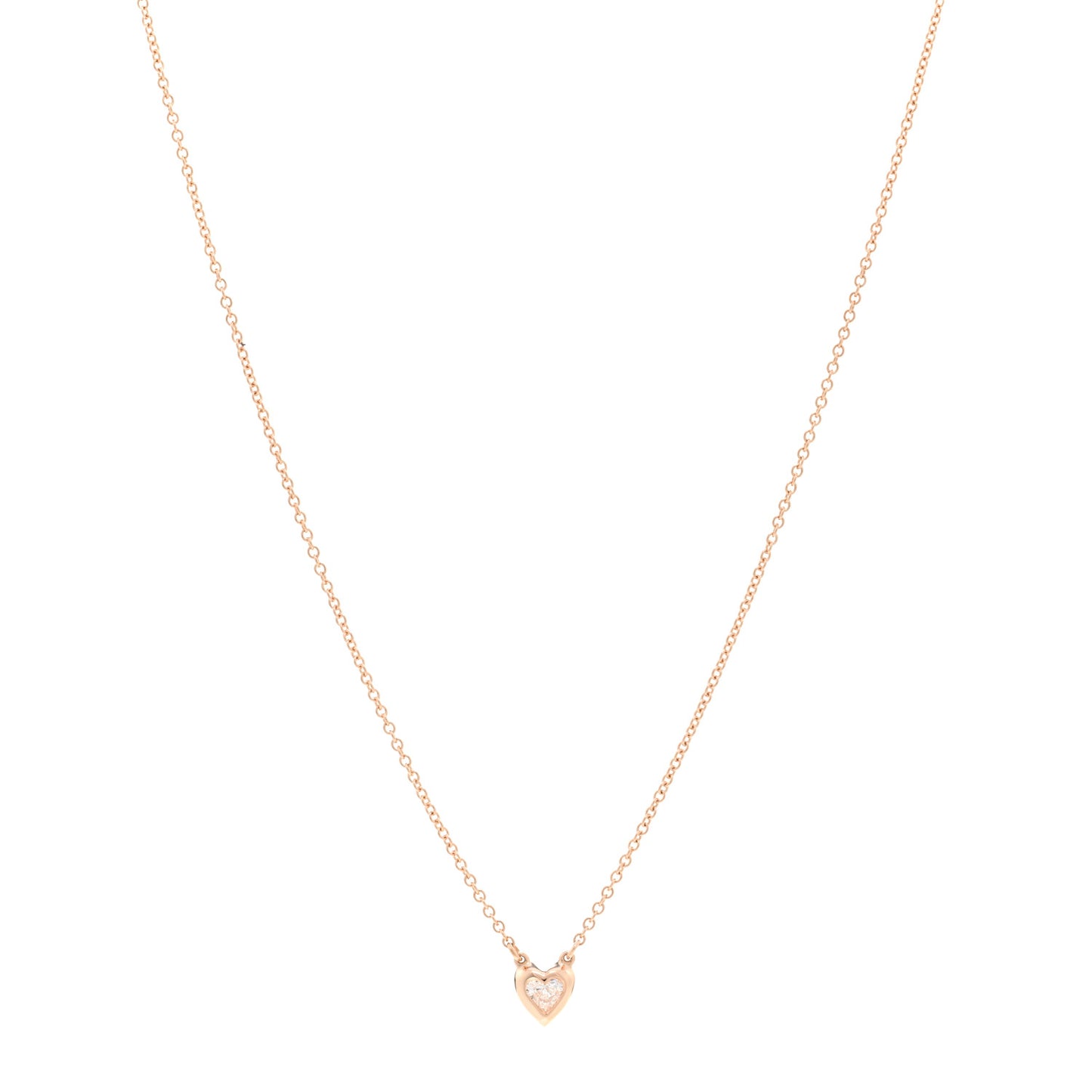 18K Rose Gold Diamond .17ct Elsa Peretti Diamonds by the Yard Heart Pendant Necklace