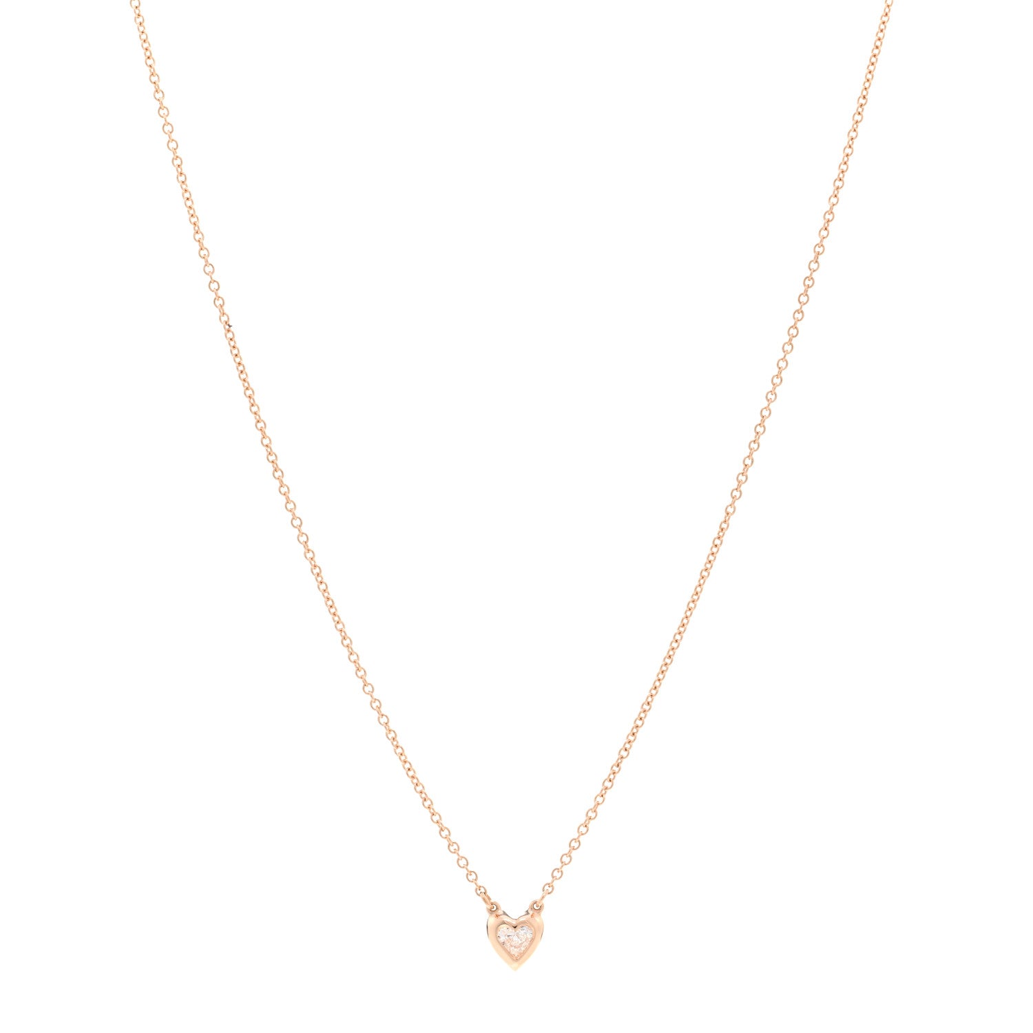Tiffany 18K Rose Gold Diamond .17ct Elsa Peretti Diamonds by the Yard Heart Pendant Necklace 1 of 5