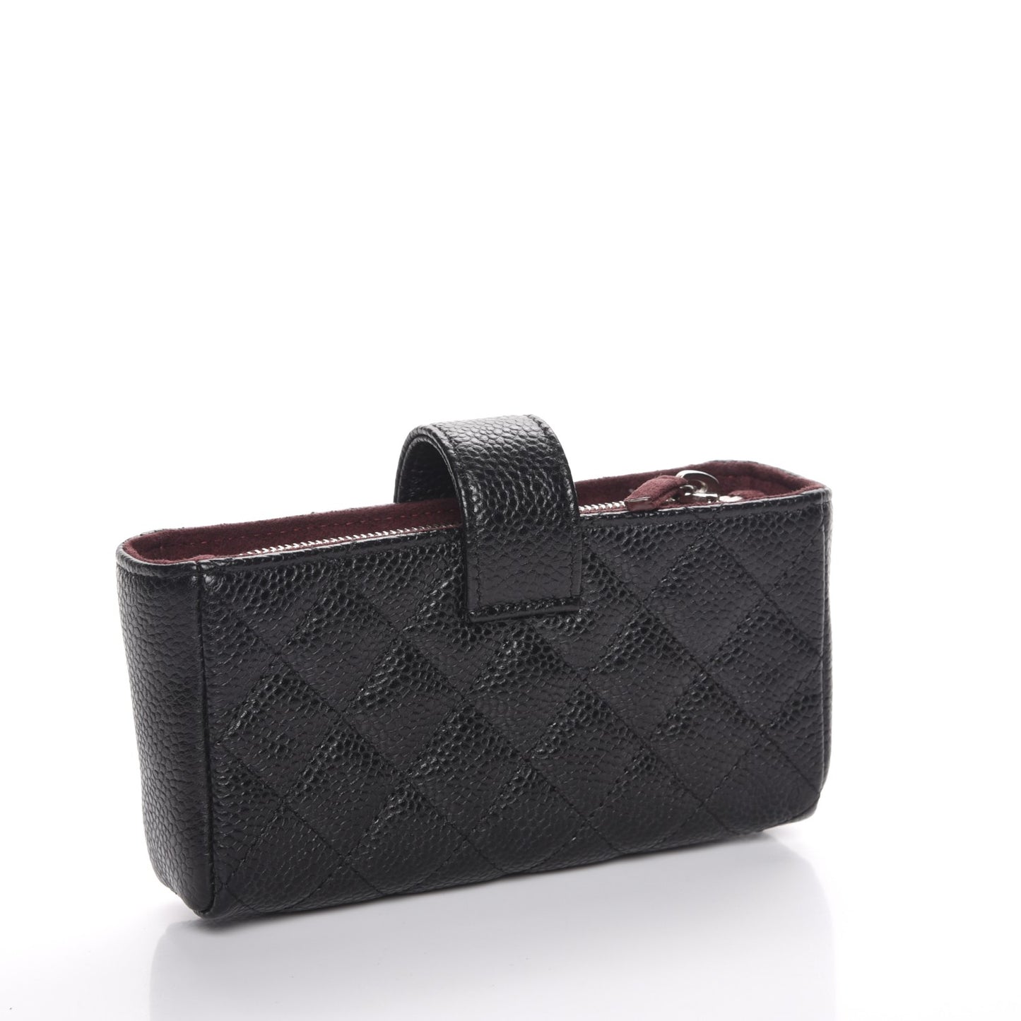 Caviar Quilted Mini Phone Holder Clutch Black