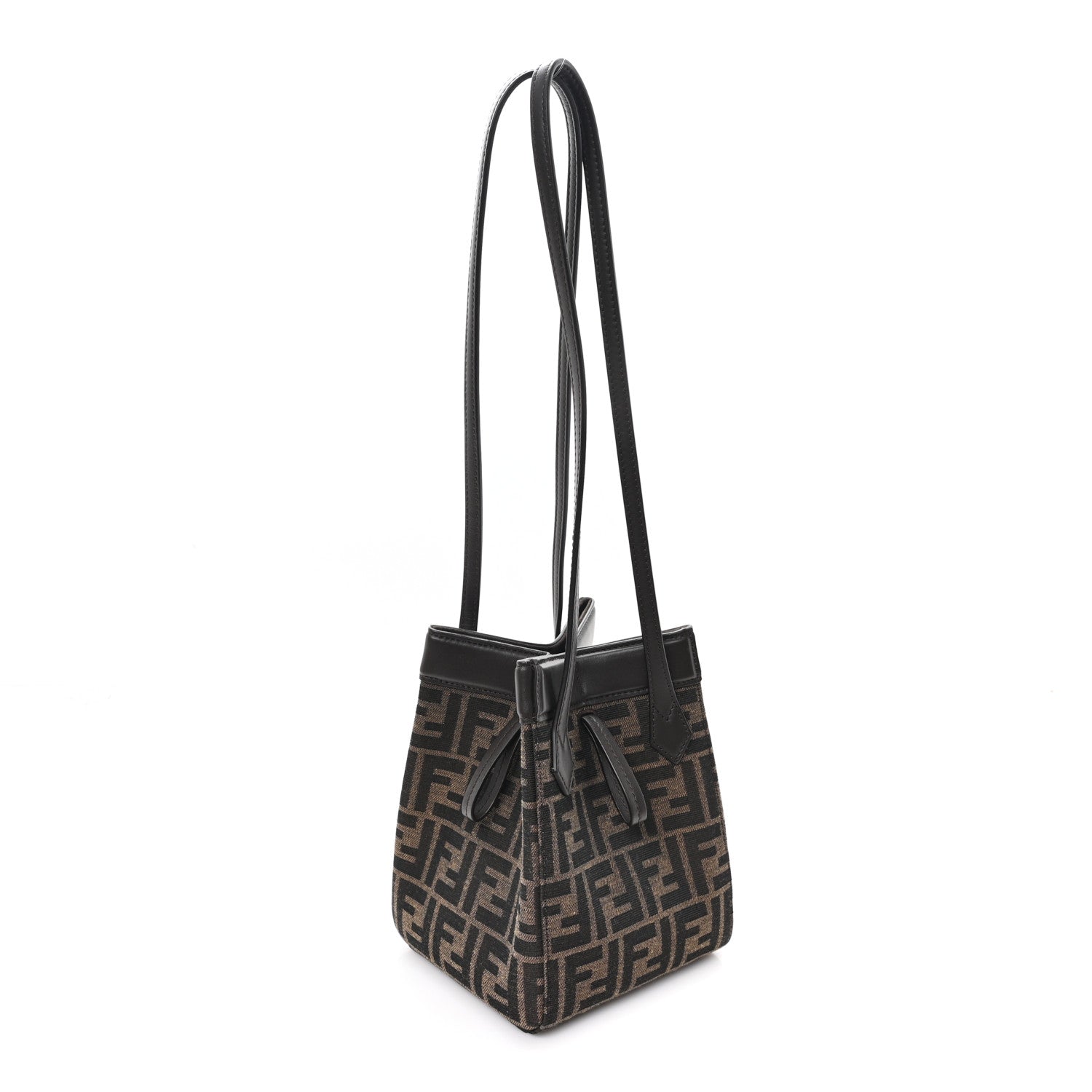 Fendi Fabric Jacquard Vitello Grace FF 1974 Mini Fendi Origami Tobacco Moro Ebano 3 of 10