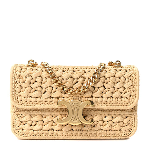 Raffia Effect Claude Chain Shoulder Bag Natural