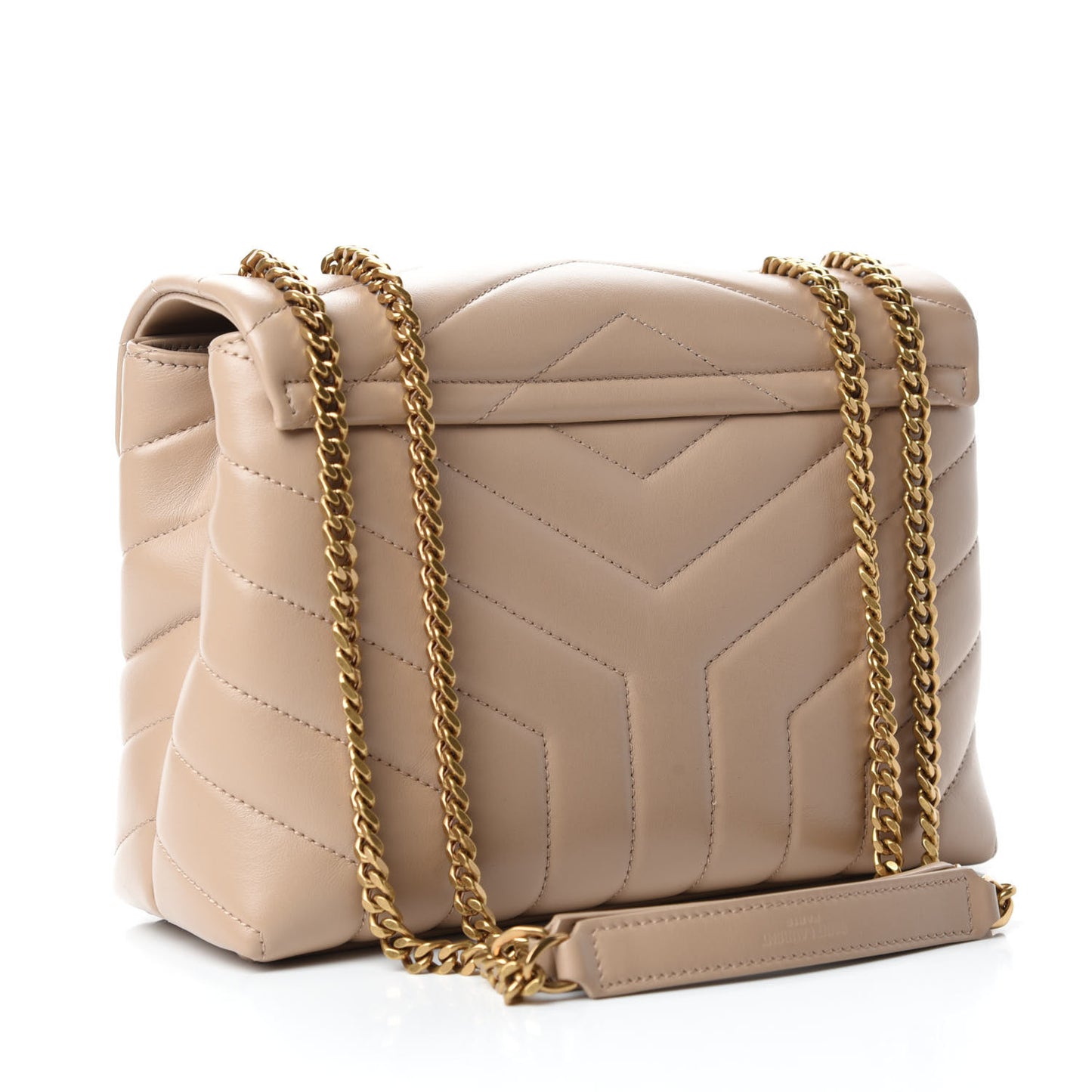 Calfskin Y Quilted Monogram Small Loulou Chain Satchel Dark Beige