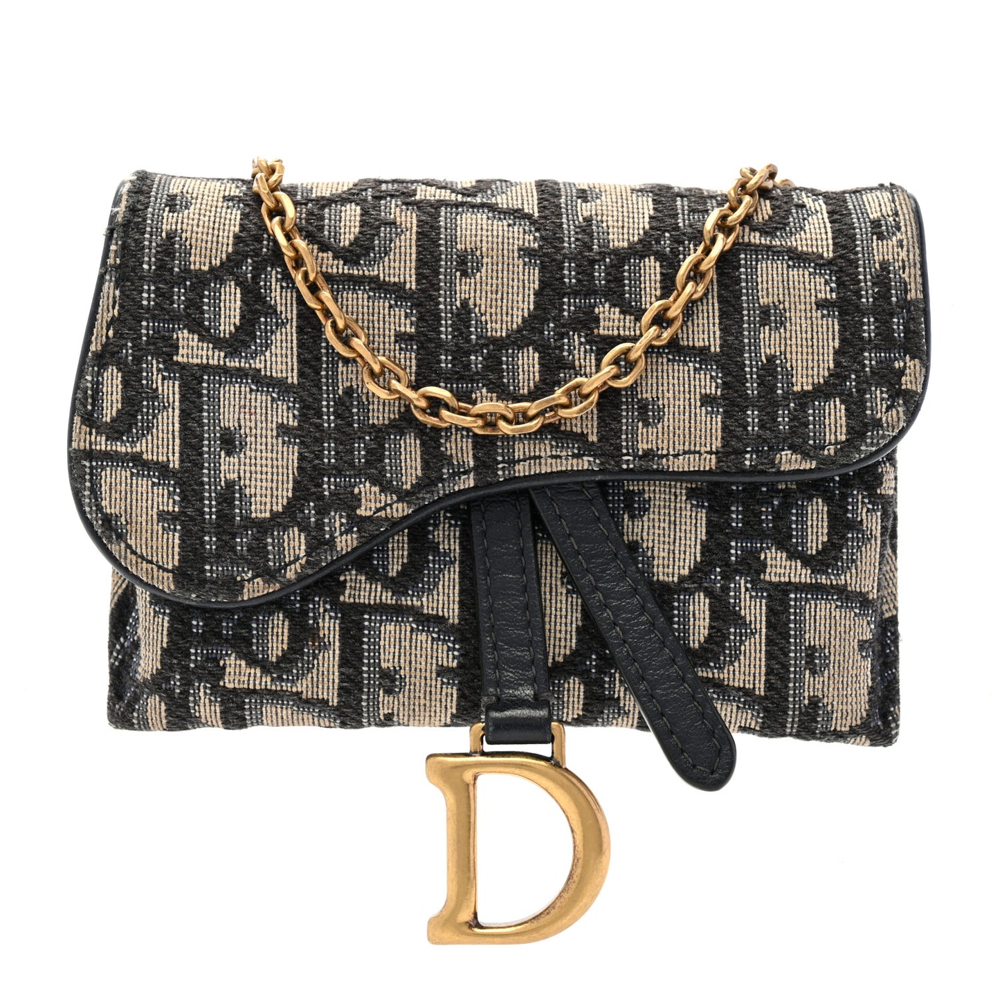 Oblique Nano Saddle Chain Pouch Blue