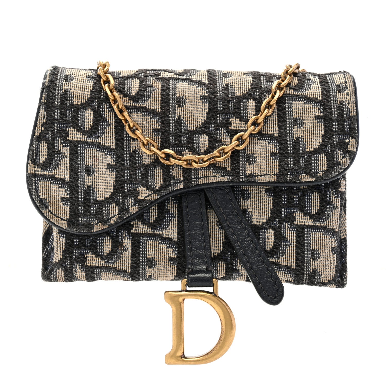 Christian Dior Oblique Nano Saddle Chain Pouch Blue 1 of 8