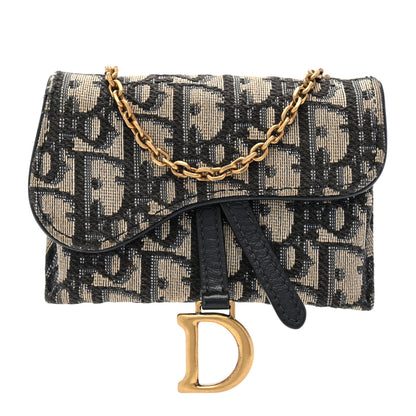 Christian Dior Oblique Nano Saddle Chain Pouch Blue 1 of 8