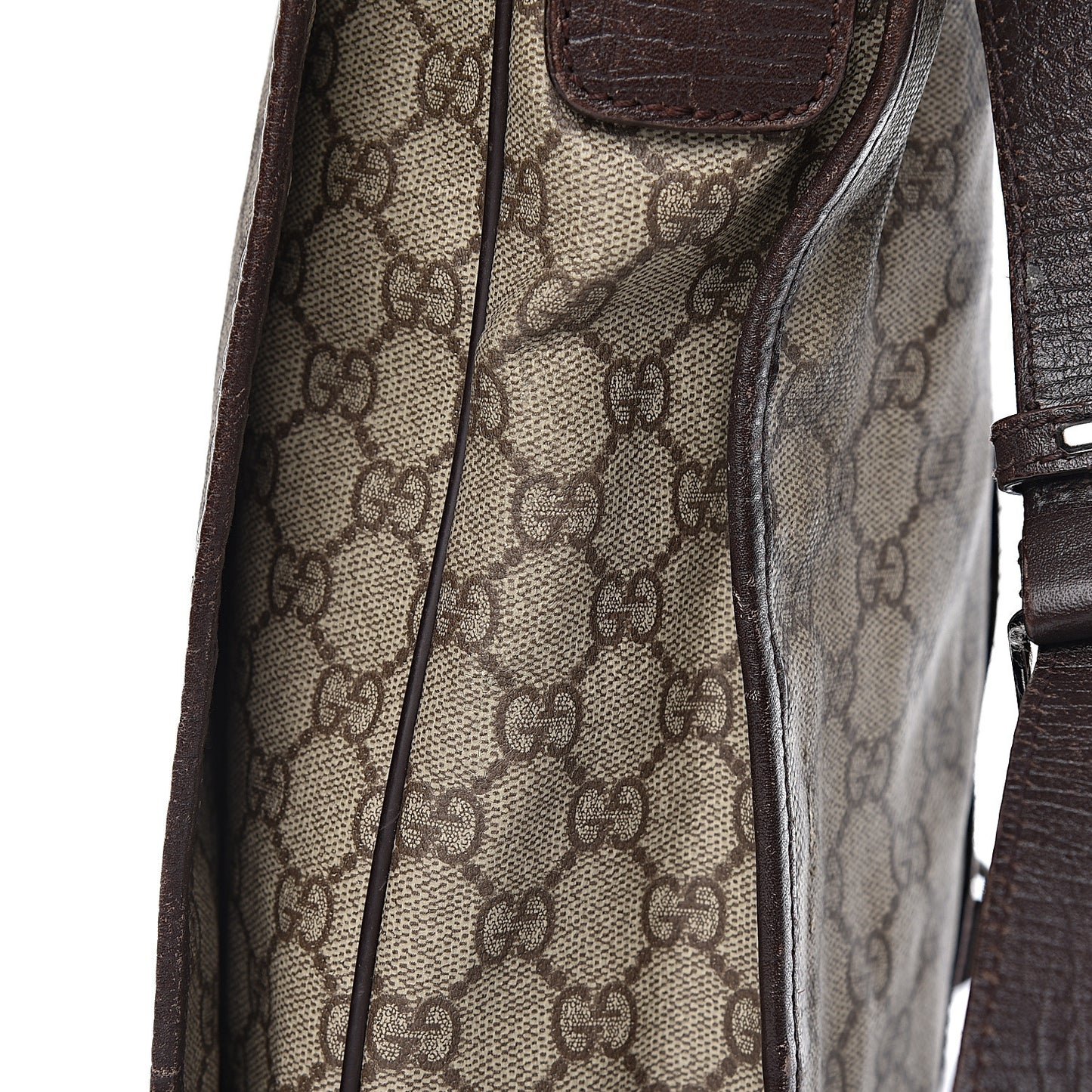 GG Plus Monogram Web Large Flap Messenger Bag Beige Dark Brown