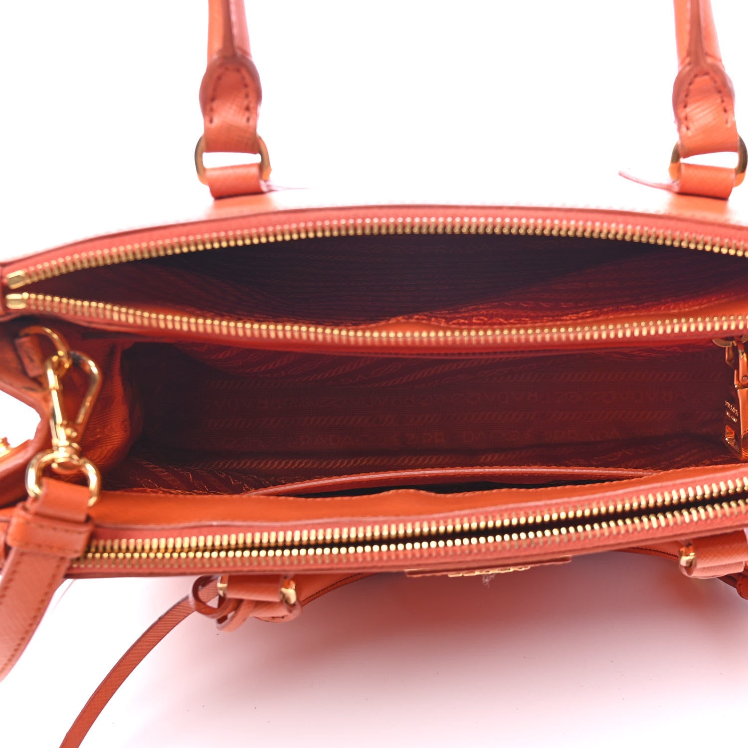 Prada Saffiano Small Galleria Double Zip Tote Papaya 4 of 9