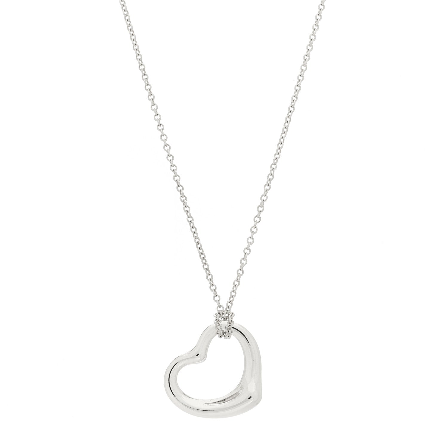 Tiffany Sterling Silver 22mm Elsa Peretti Open Heart Pendant Necklace 1 of 5