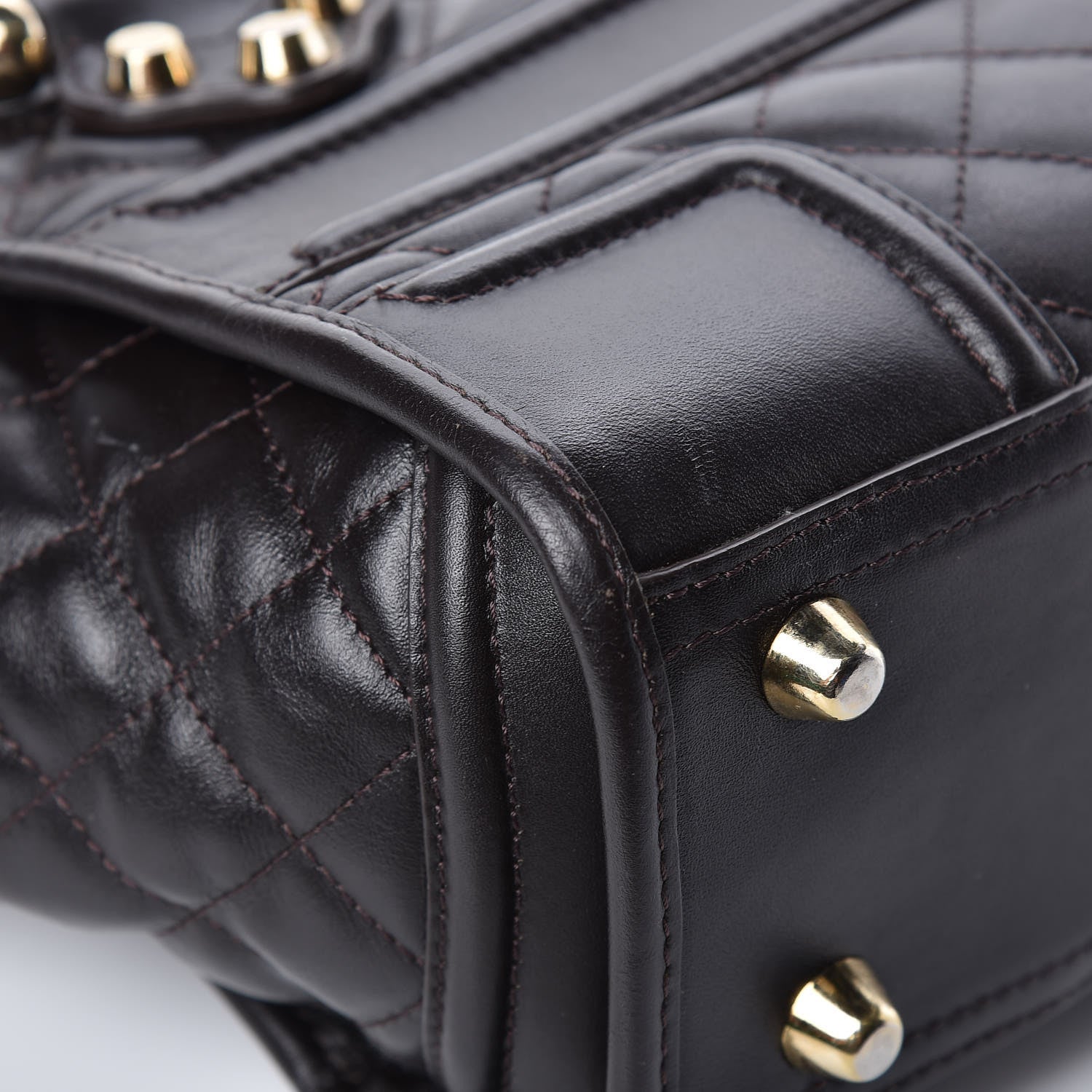 Burberry Calfskin Quilted Manor Tote Dark Brown 13 of 14