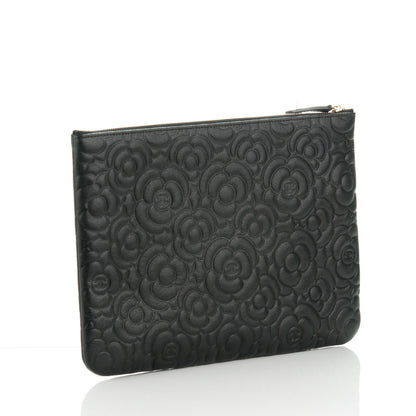 Chanel Caviar Camellia Embossed Medium Cosmetic Case Black 3 of 7