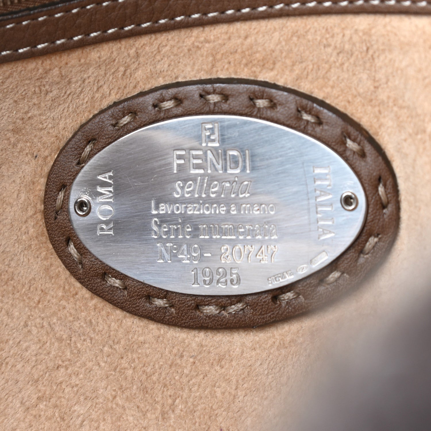 Fendi Fur Calfskin Romano Selleria Shoulder Bag Brown 6 of 6