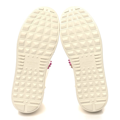 Valentino Garavani Calfskin Rockstud Untitled 57mm Platform Sneakers 38.5 White Pink PP 6 of 9