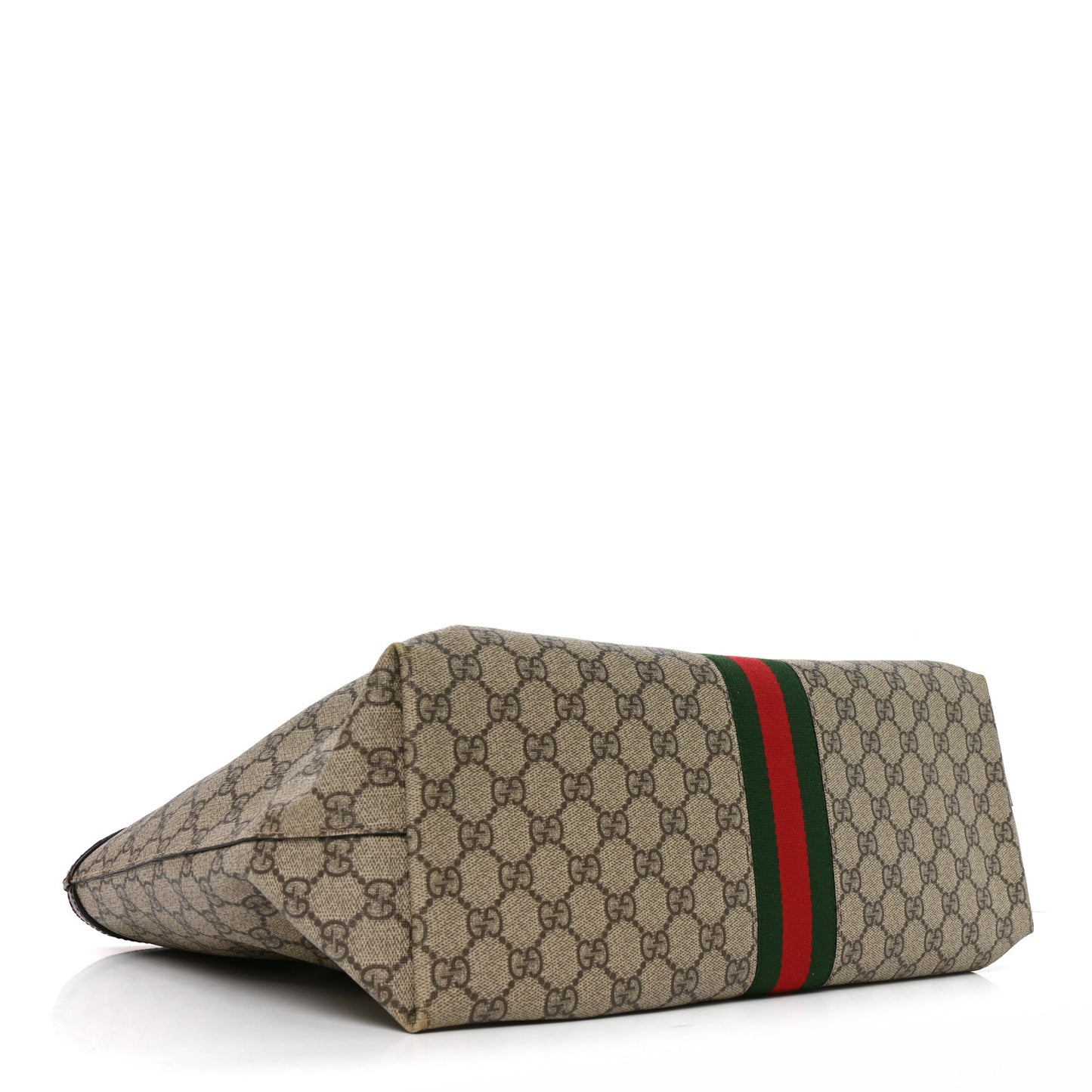 GG Supreme Monogram Textured Calfskin Web Medium Ophidia Shopping Tote Beige Ebony New Acero