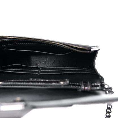 Balenciaga Shiny Calfskin Crocodile Embossed Hourglass Chain Bag Gunmetal 5 of 10