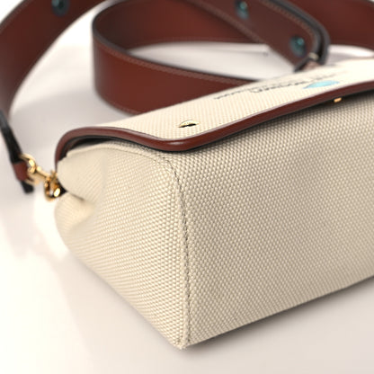 Burberry Calfskin Canvas Horseferry Print Hackberry Crossbody Bag Natural Tan 7 of 8
