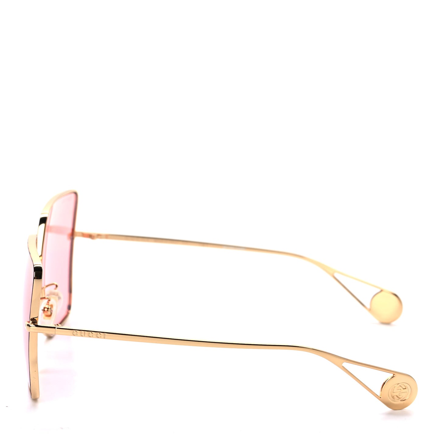 Metal Square Frame Sunglasses GG0436S Gold Pink