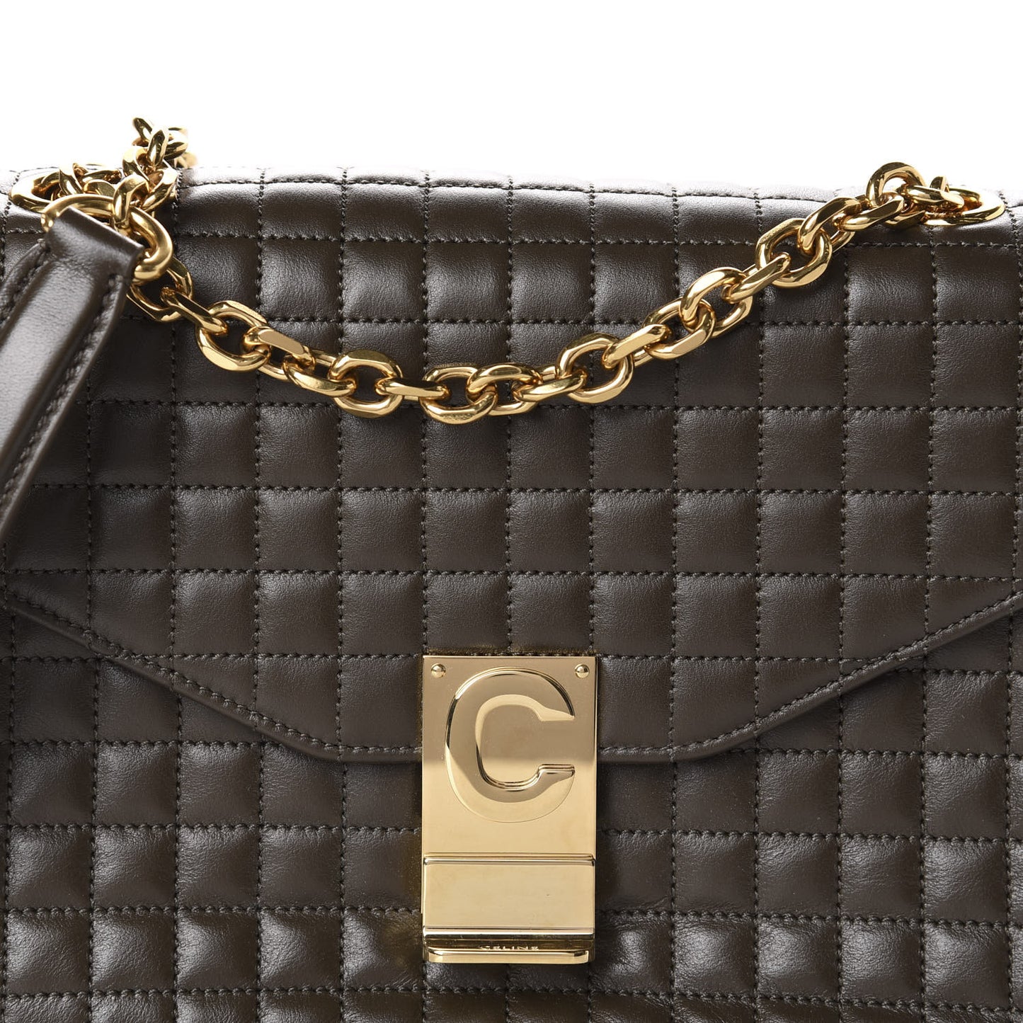 Calfskin Quilted Medium C Bag Khaki