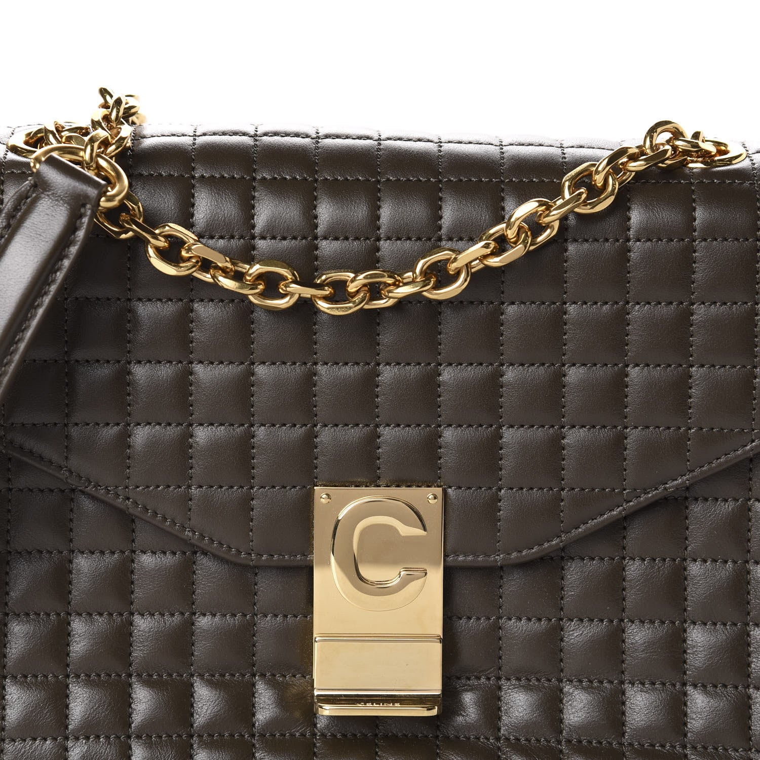 Celine Calfskin Quilted Medium C Bag Khaki 10 of 10