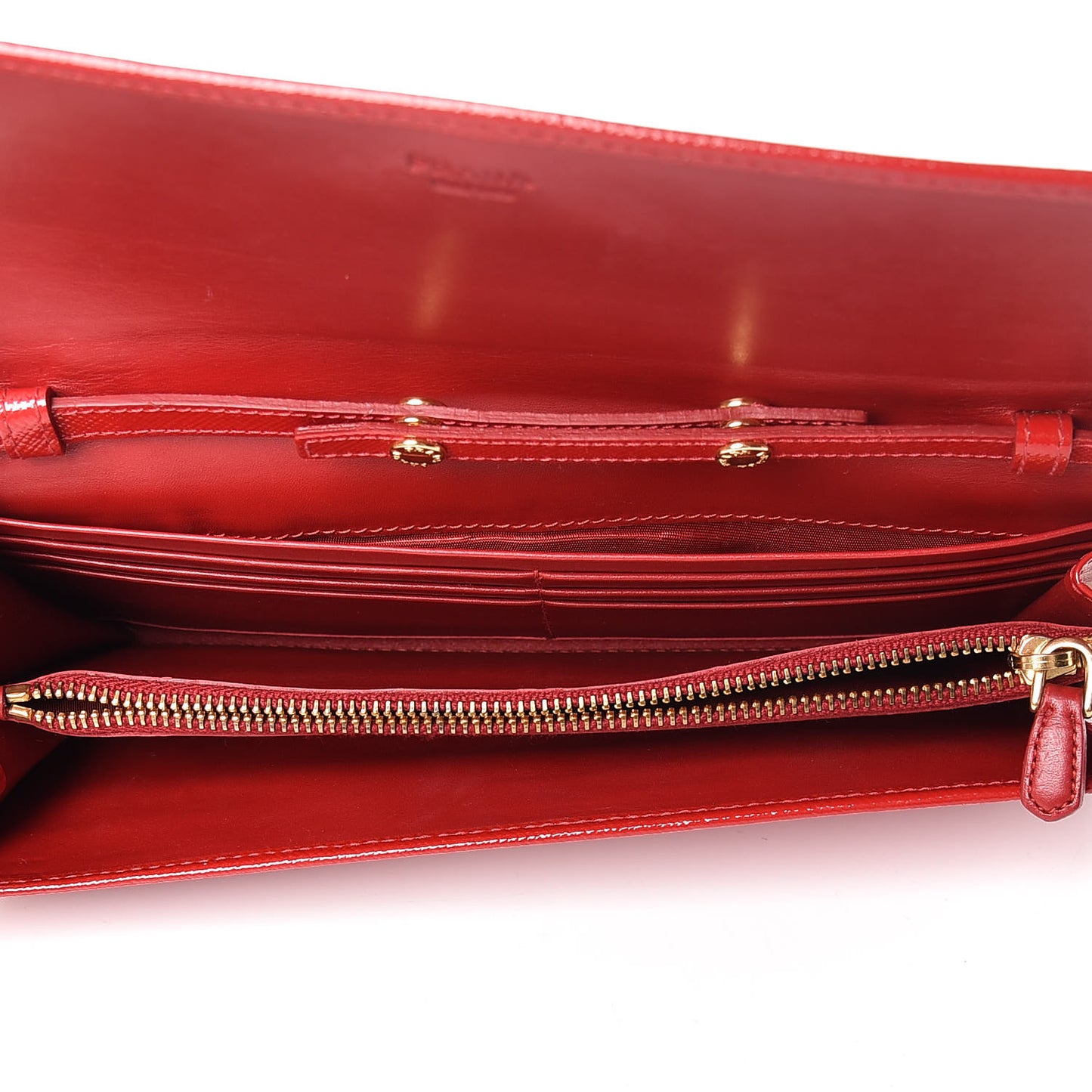 Saffiano Vernice Metal Oro Chain Wallet Rosso