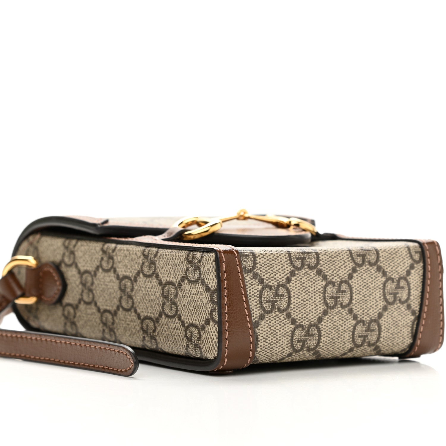 Gucci GG Supreme Monogram Mini Horsebit 1955 Crossbody Bag Beige Brown Sugar 9 of 11