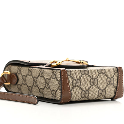 Gucci GG Supreme Monogram Mini Horsebit 1955 Crossbody Bag Beige Brown Sugar 9 of 11