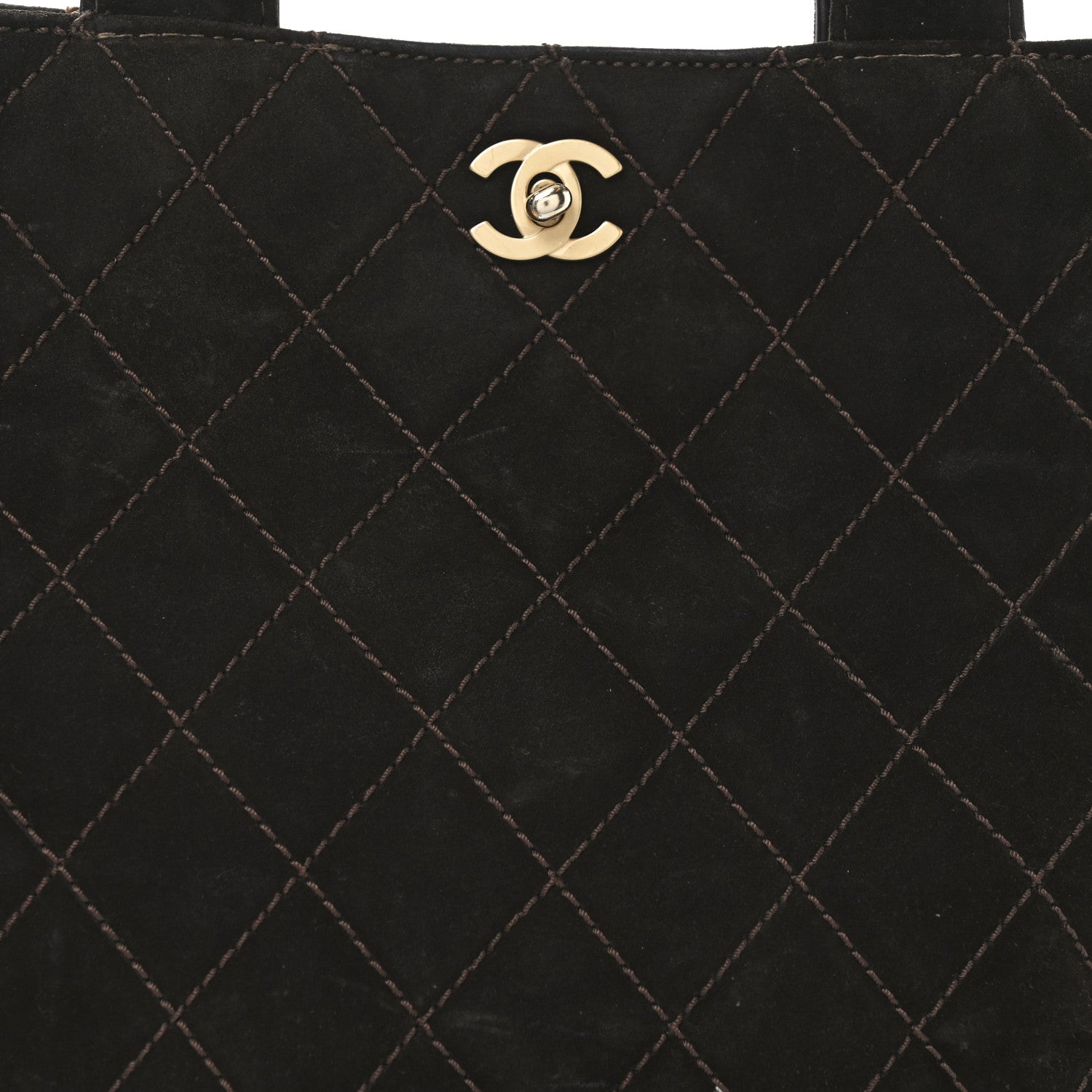 Chanel Suede Quilted Shopping Tote Brown 8 of 13