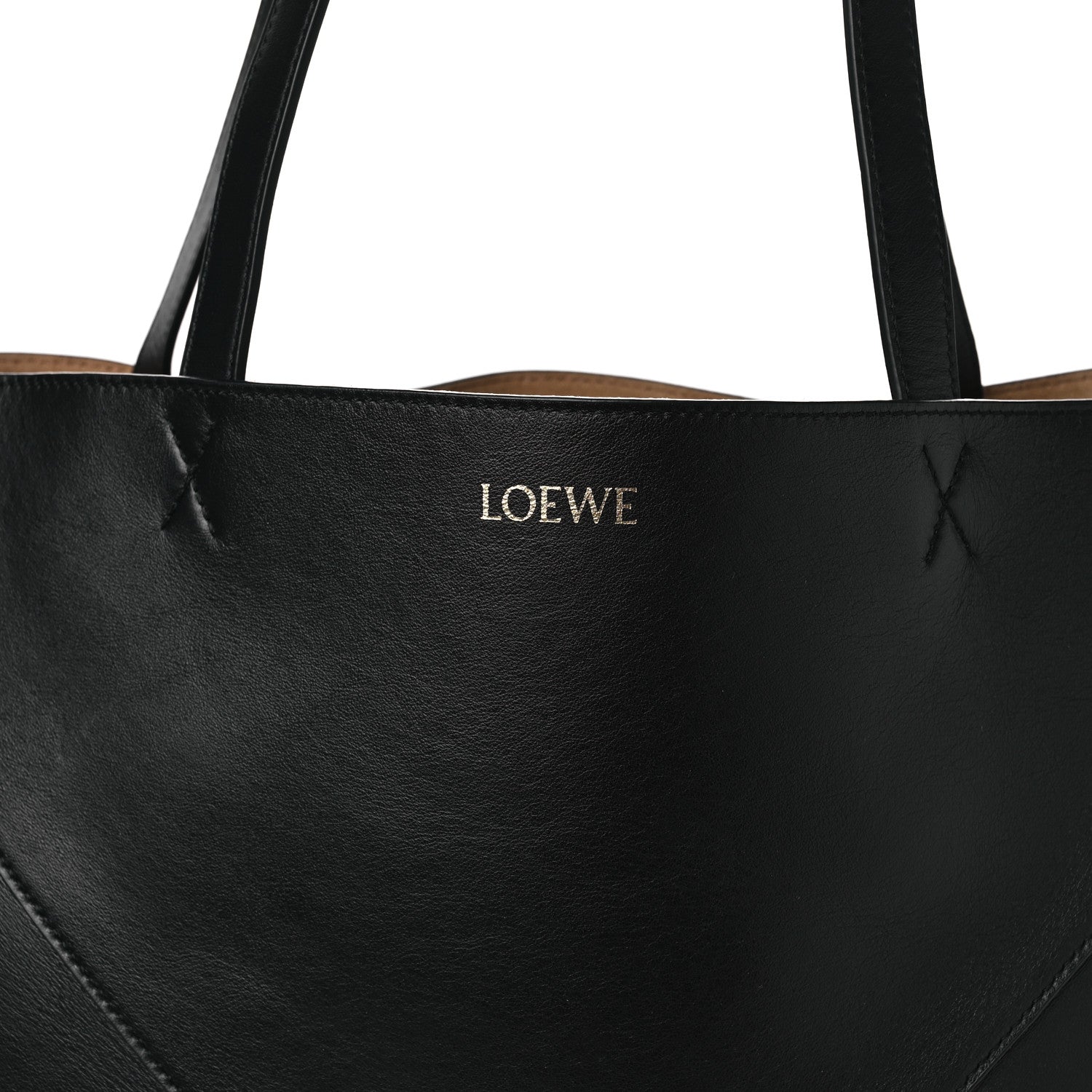 Loewe Shiny Calfskin Large Puzzle Fold Tote Black 7 of 9