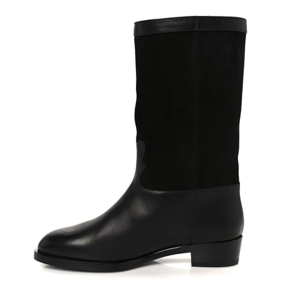 Chanel Suede Calfskin CC Short Boots 37.5 Black 1 of 10