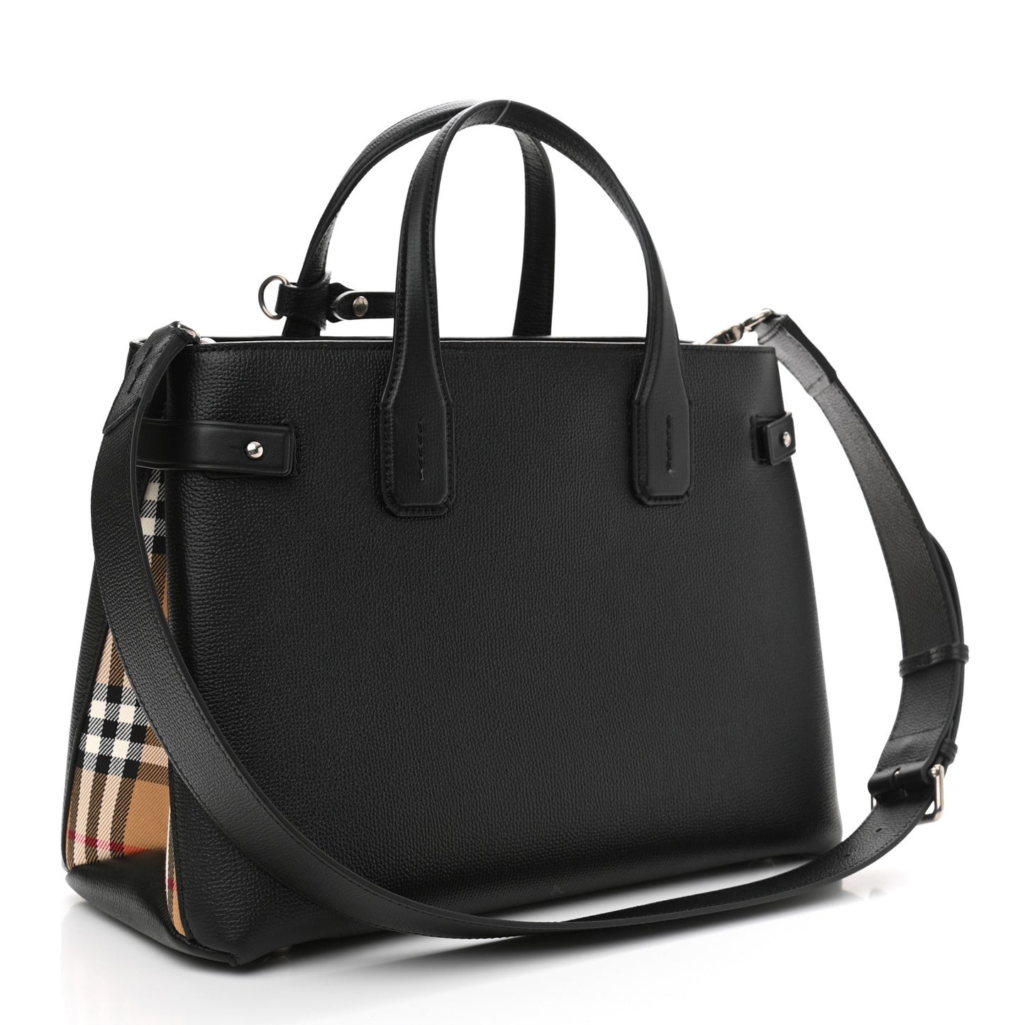 Derby Calfskin House Check Medium Banner Tote Black