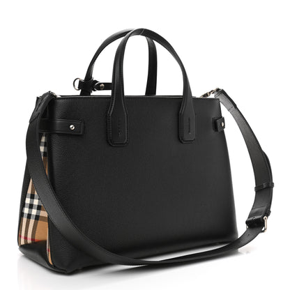 Burberry Derby Calfskin House Check Medium Banner Tote Black 3 of 12