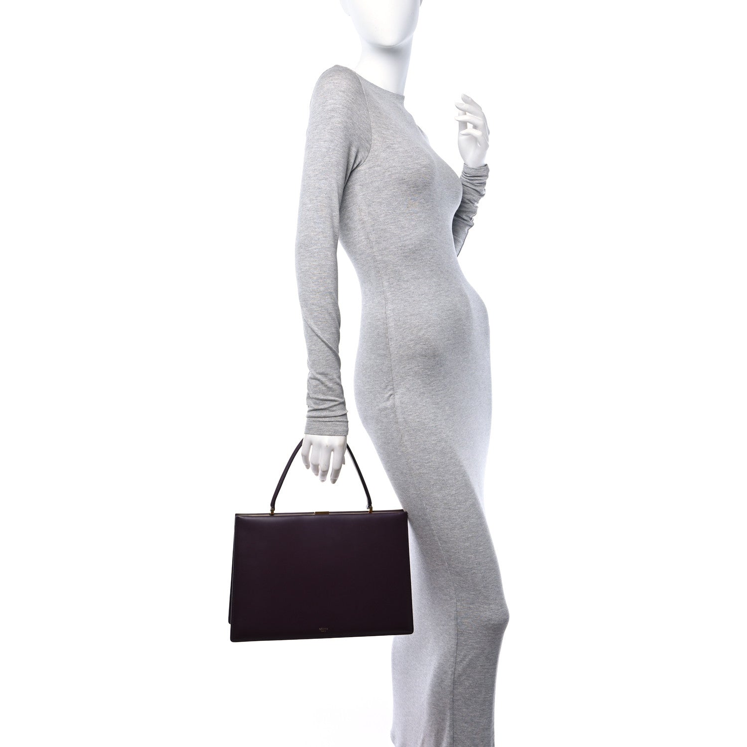 Celine Patina Box Calfskin Medium Clasp Bag Bordeaux 2 of 11