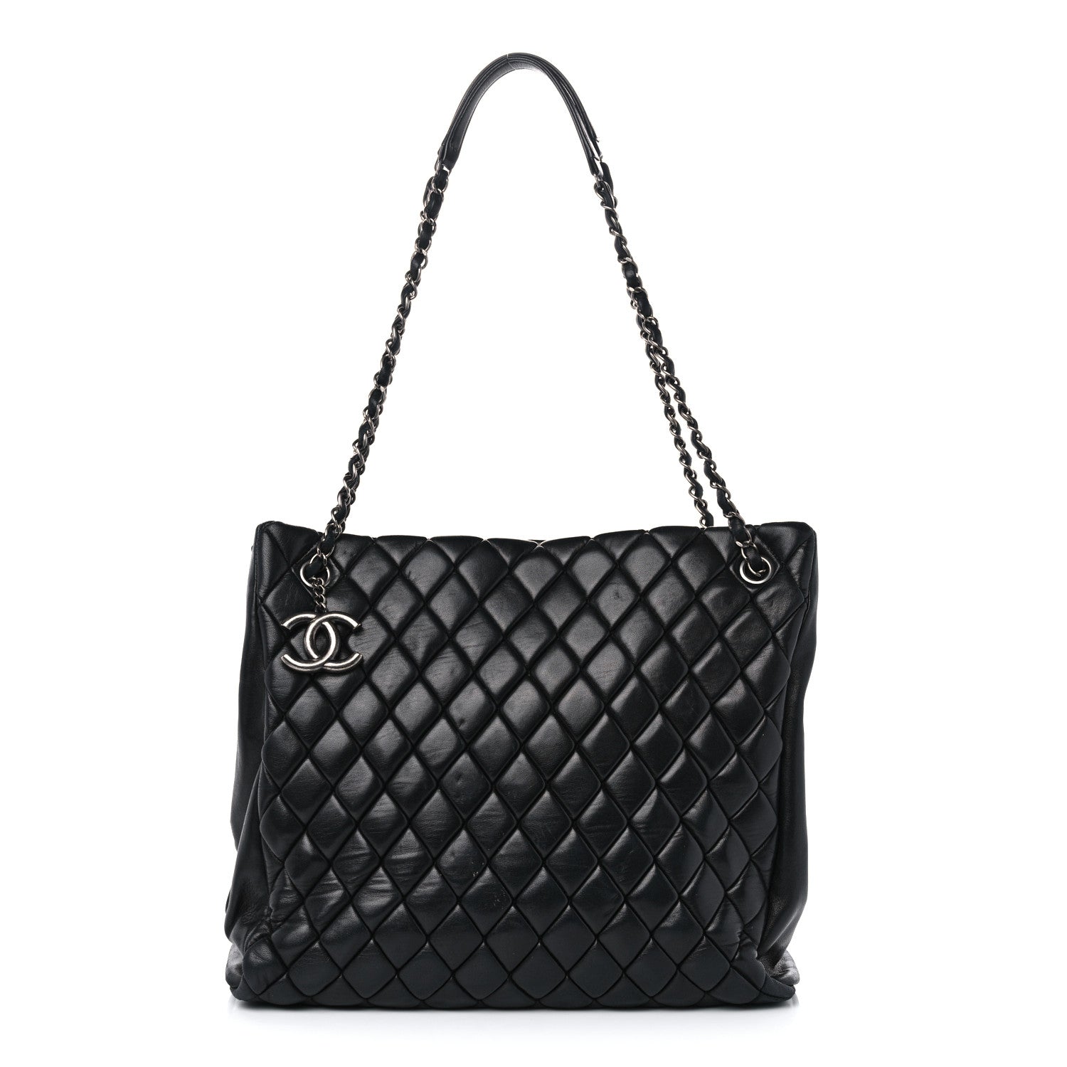 Chanel Lambskin Quilted Medium New Bubble North South Tote Black 1 of 16