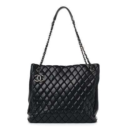 Chanel Lambskin Quilted Medium New Bubble North South Tote Black 1 of 16