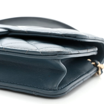 Chanel Lambskin Quilted Flap Phone Holder With Chain Blue 11 of 14