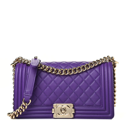 Chanel Calfskin Quilted Medium Boy Flap Purple 1 of 4