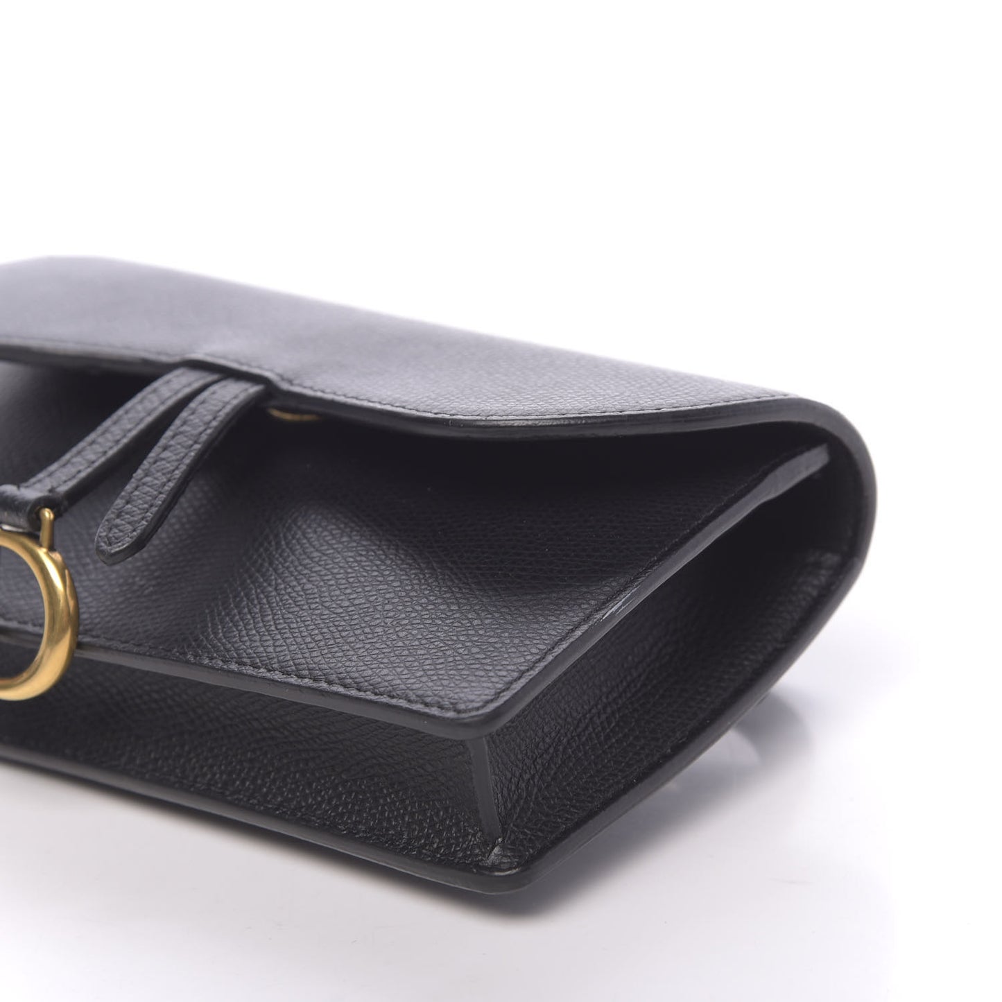 Grained Calfskin Saddle Belt Bag Black