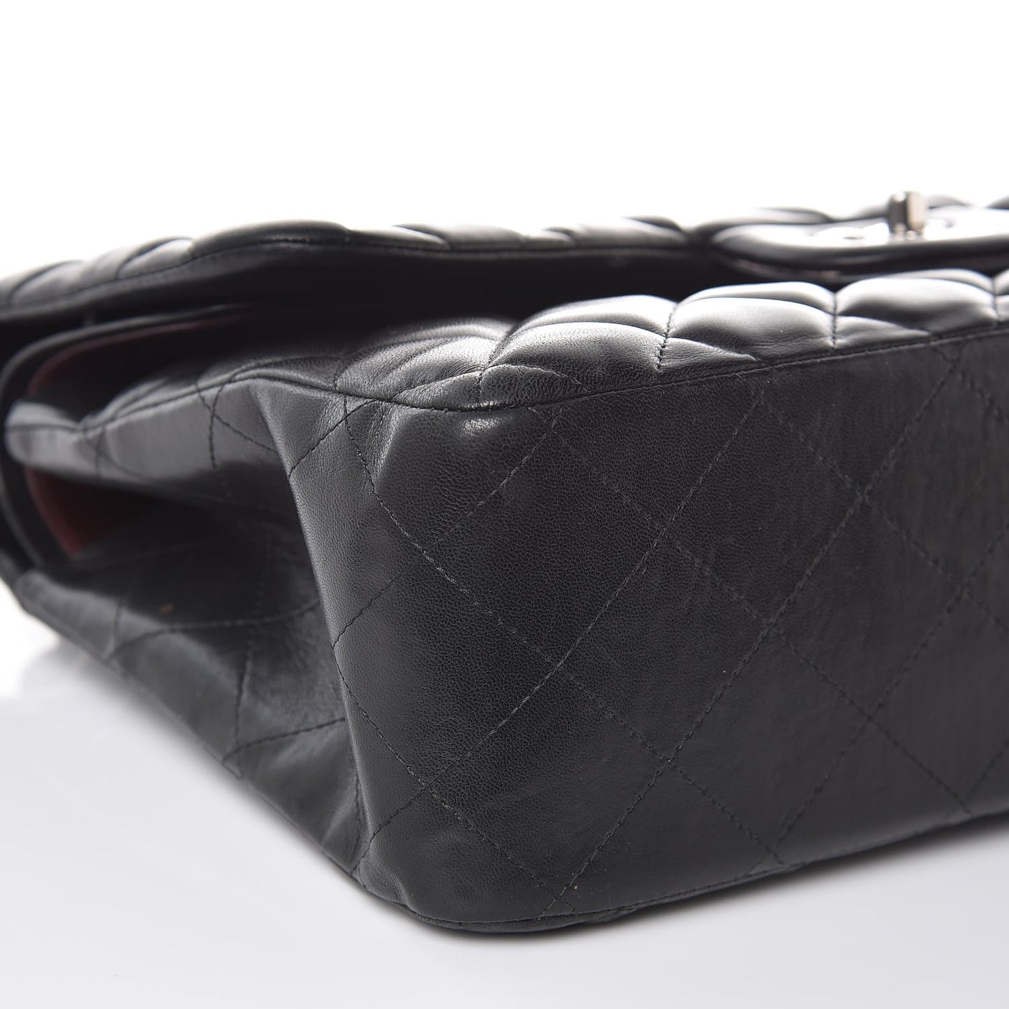Lambskin Quilted Jumbo Double Flap Black