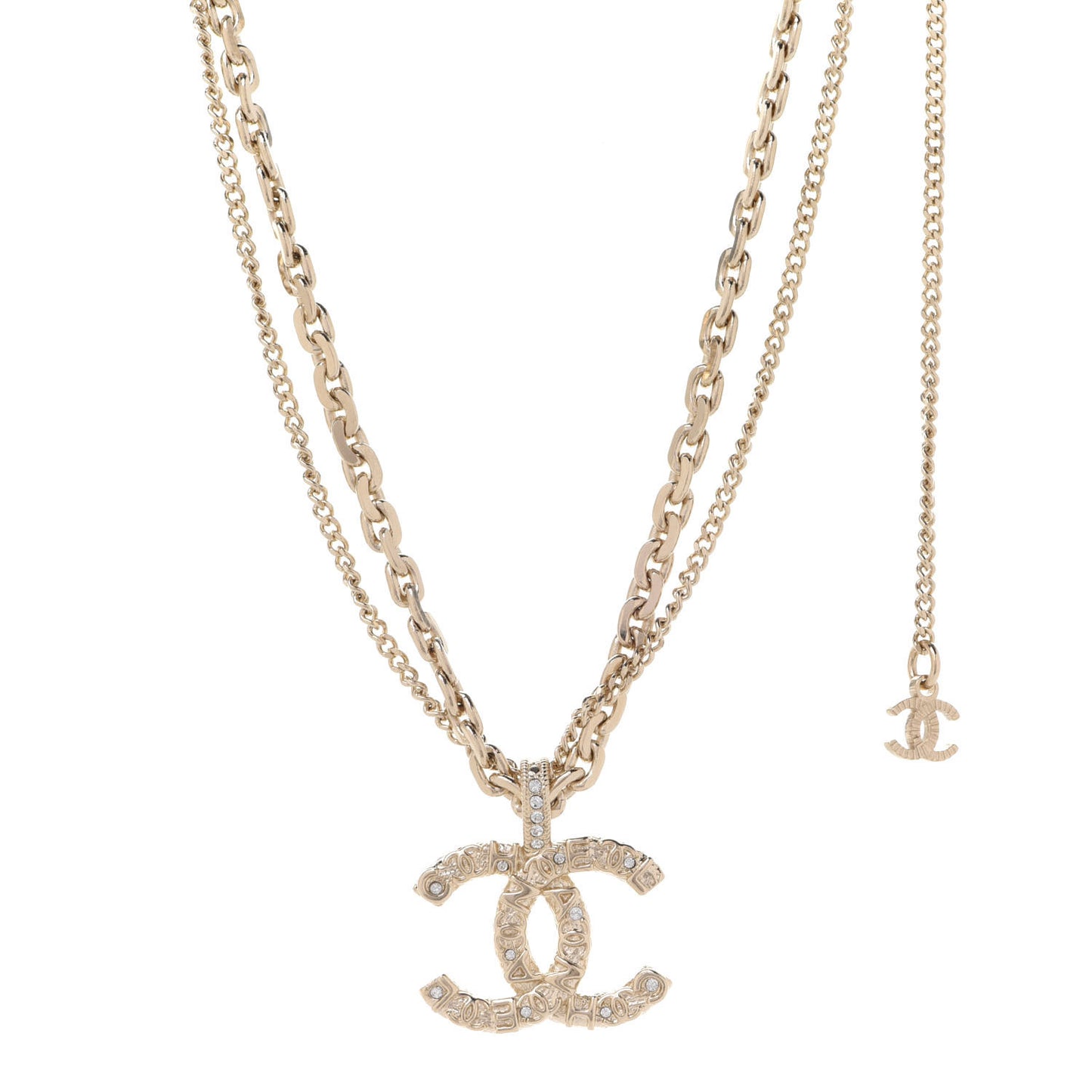 Crystal CC Multi Strand Chain Necklace Gold