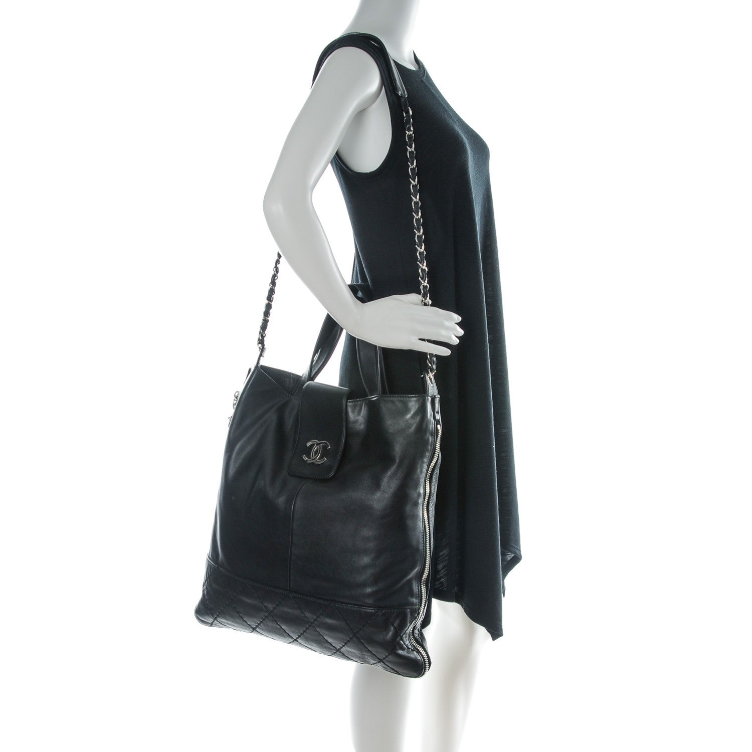 Chanel Calfskin Large Expandable Messenger Black 2 of 7